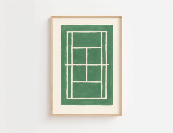 Green Tennis Court Aerial View Minimalist Sports Kids Room Poster