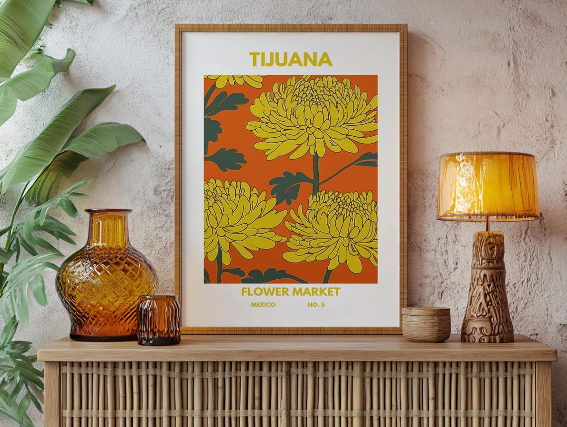 Bright Tijuana Flower Market Mexico No 5 Chrysanthemum Poster - Image 2