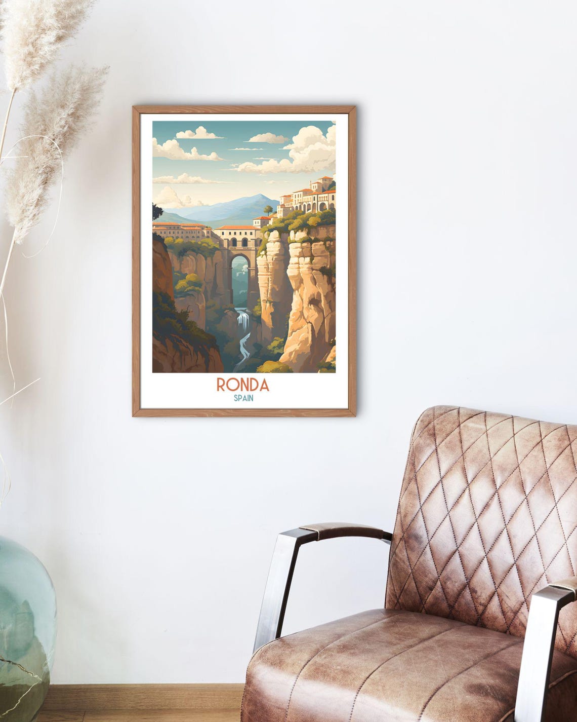 Ronda Spain Puente Nuevo Bridge Over Dramatic Gorge Travel Art Print - Image 2