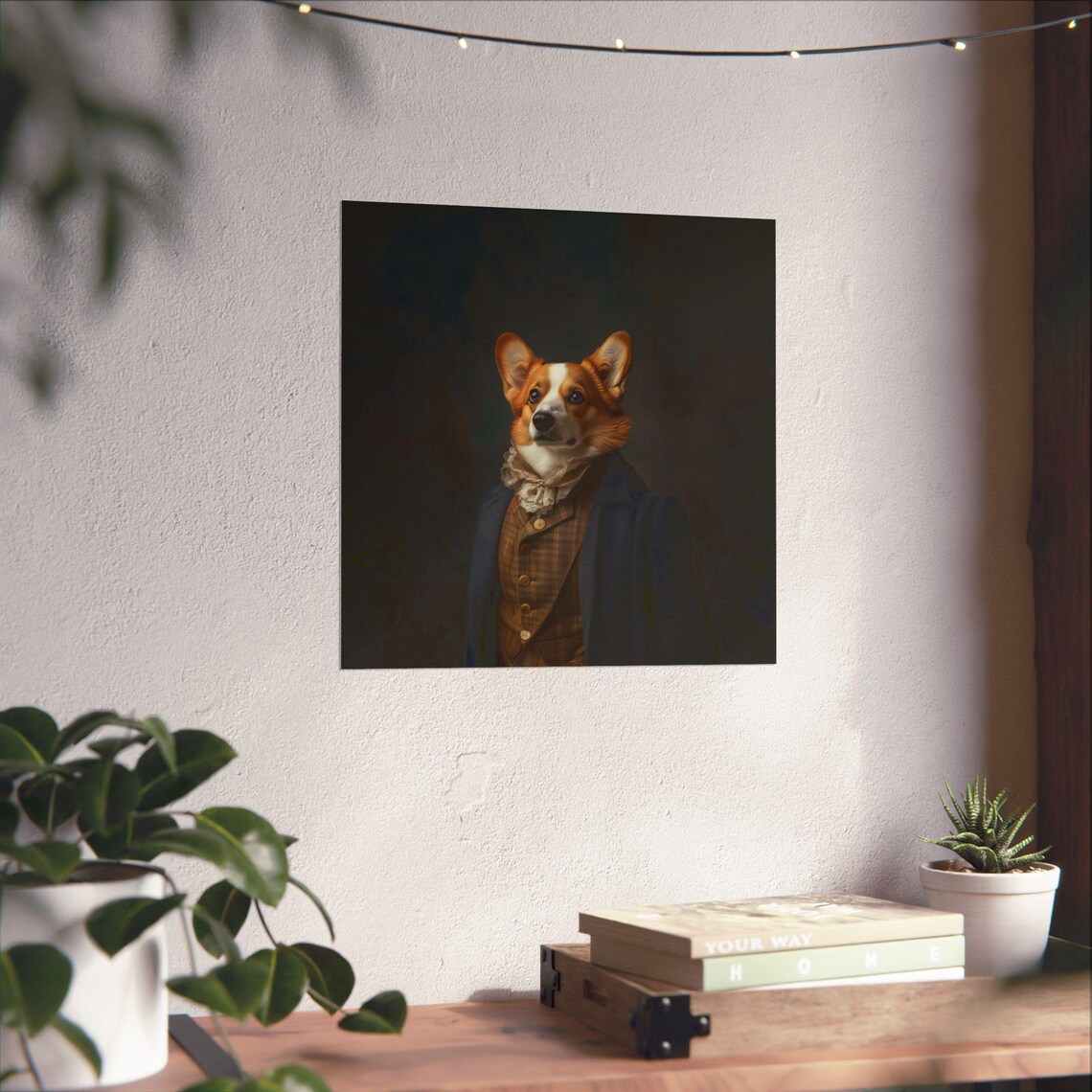 Regal Corgi Dressed as a Victorian Gentleman Oil Style Poster