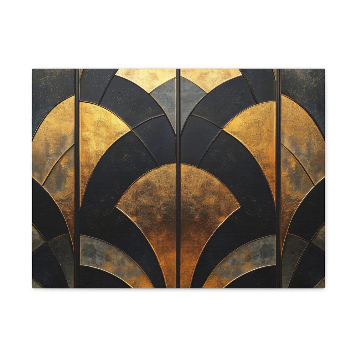 Art Deco Black Gold Scallop Fan 1920s Elegant Geometric Wall Poster - Image 3