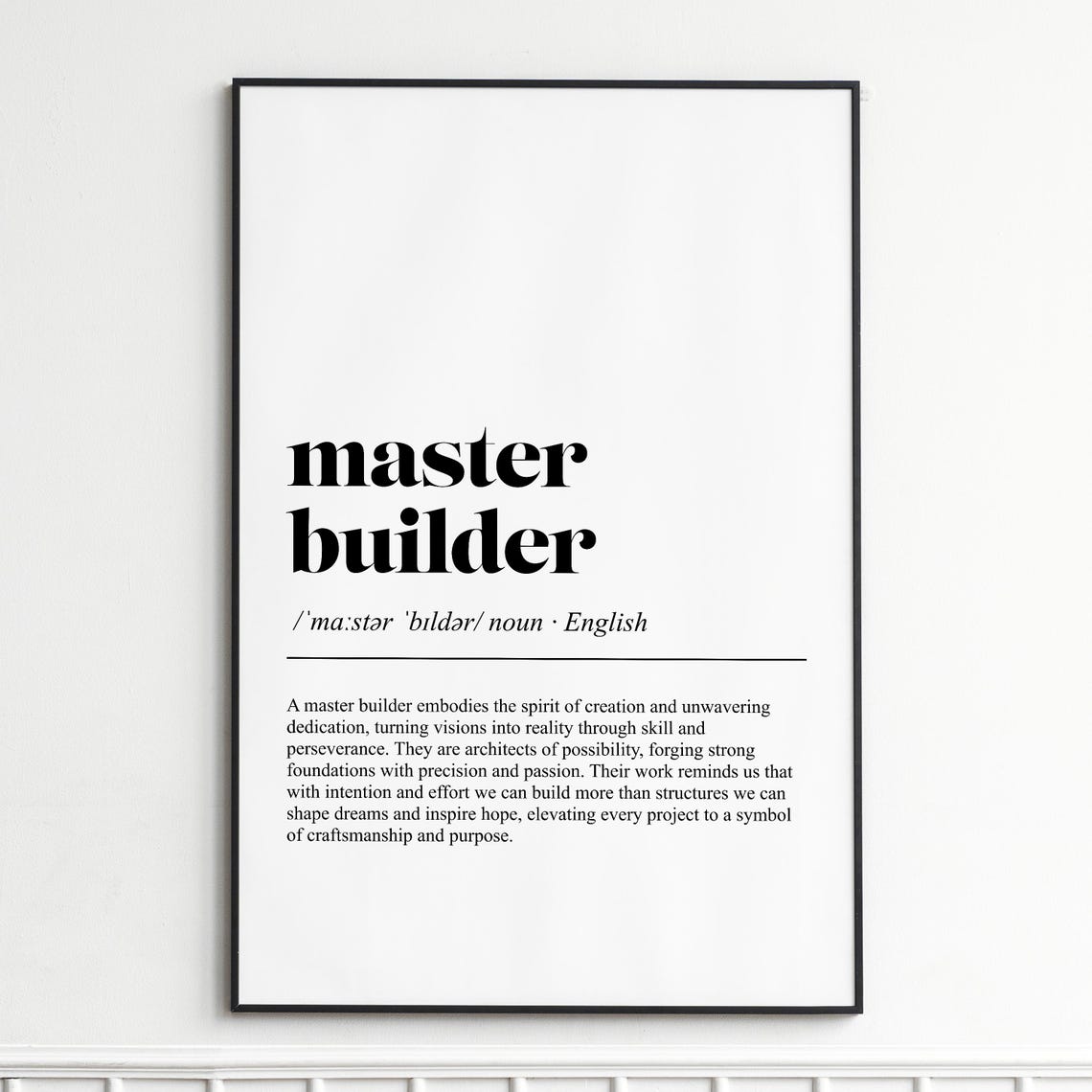 Master Builder Definition Print Inspirational Typography Wall Art Modern Home Decor Poster Office Or Living Room