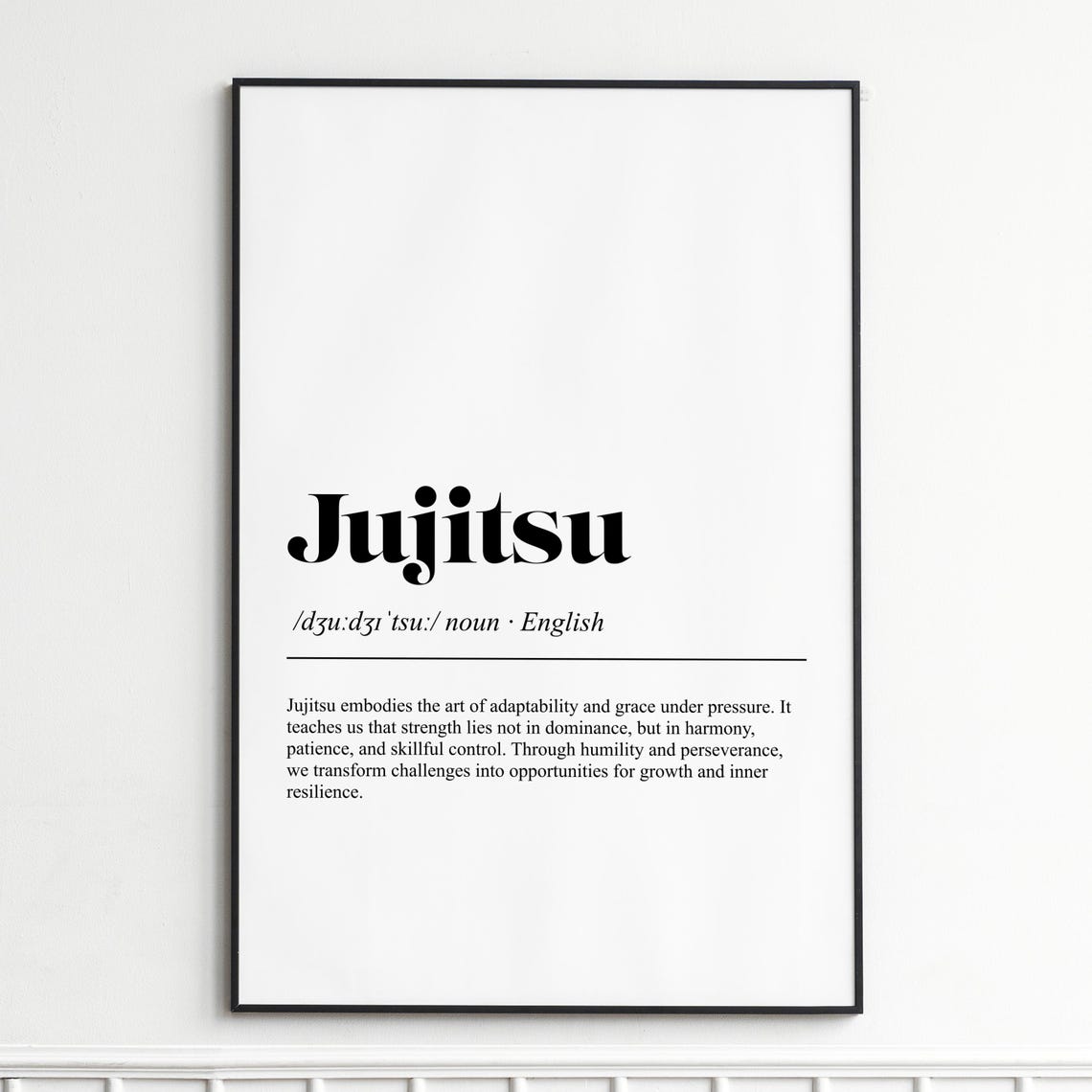 Jujitsu Definition Print Inspirational Dictionary Wall Art Modern Typography Poster Home Decor