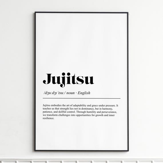 Jujitsu Definition Print Inspirational Dictionary Wall Art Modern Typography Poster Home Decor