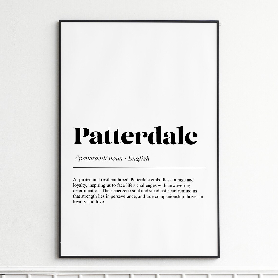 Patterdale Terrier Definition Typography Black Serif Dictionary Poster