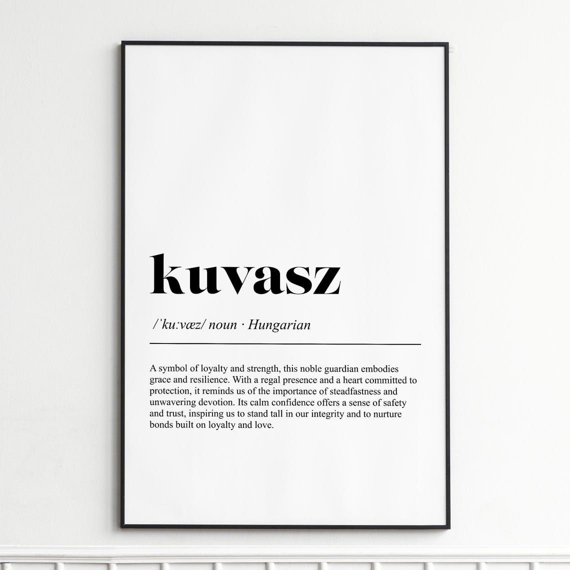 Kuvasz Definition Dictionary Style Typography Wall Decor Poster
