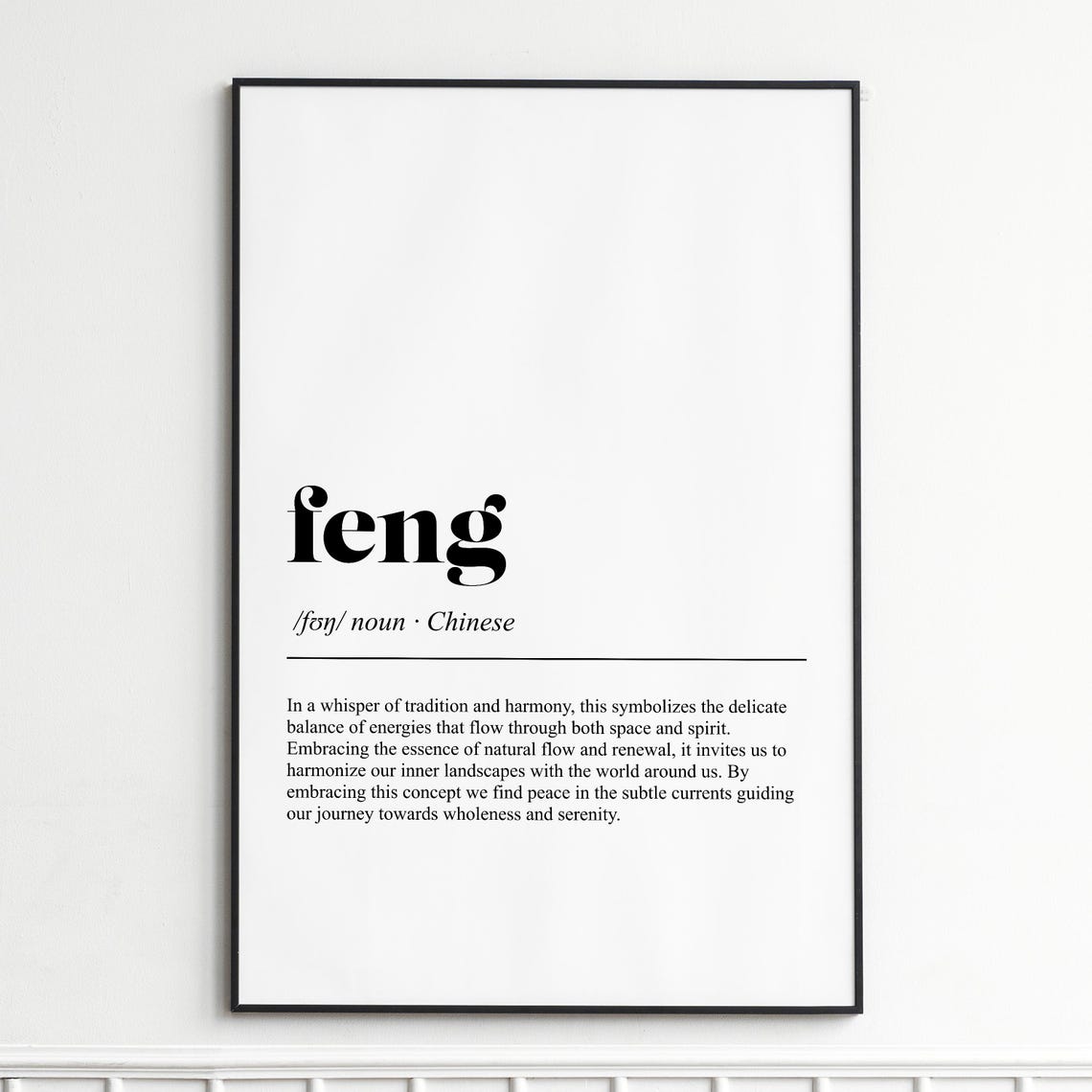 Feng Elegant Minimalist Dictionary Definition Typography Poster