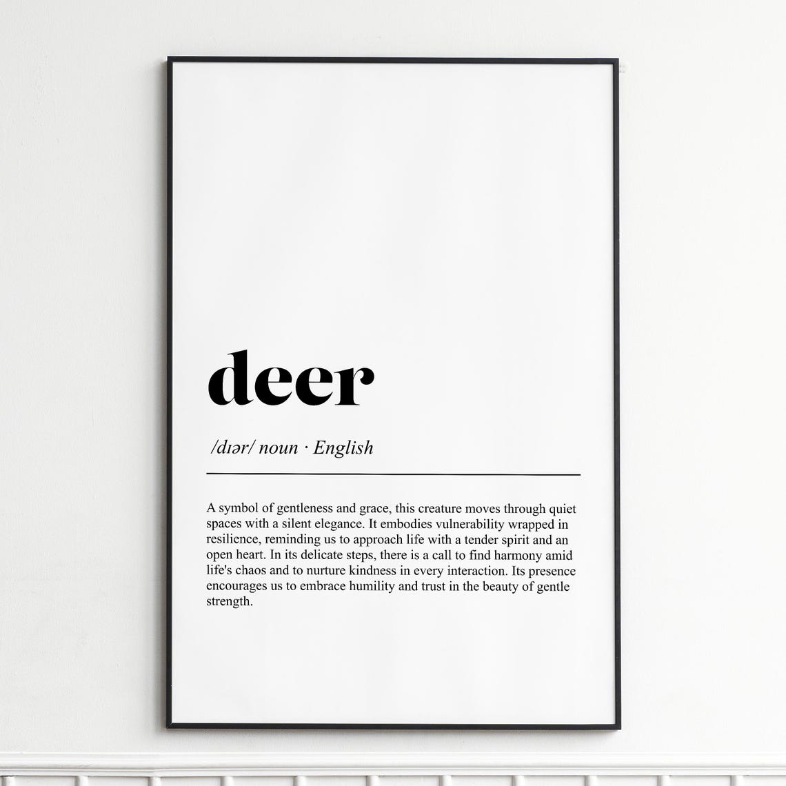 Deer Definition Print Elegant Typography Wall Art Natureinspired Home Decor Unframed Poster For Living Room And Office