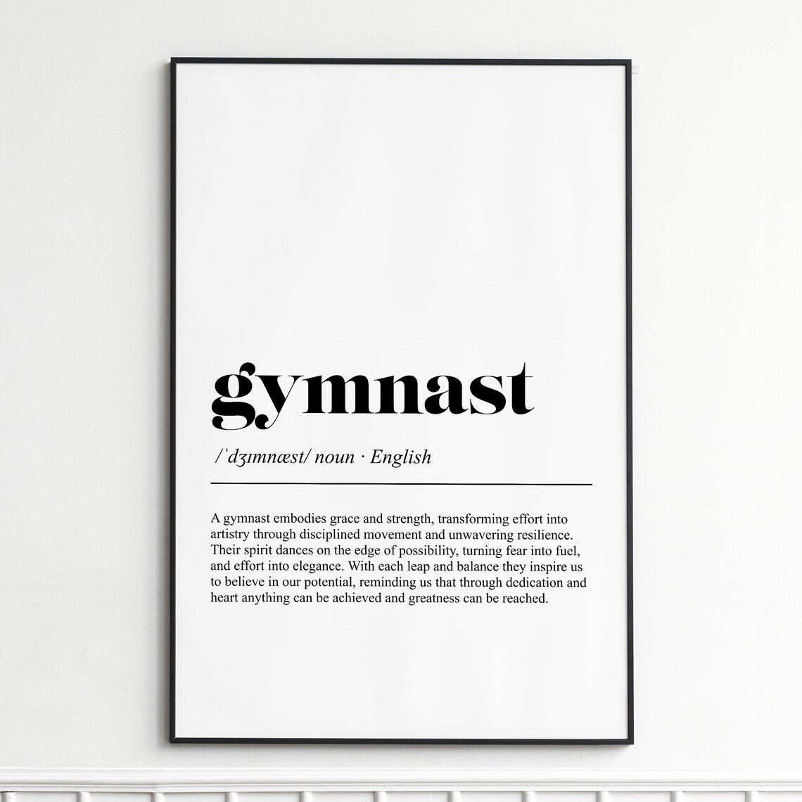 Gymnast Definition Dictionary Typography Sports Inspiration Poster