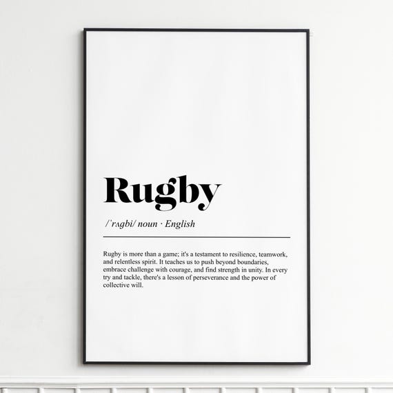 Rugby Definition Print Inspirational Dictionary Wall Art Classic Typography Poster Gift For Sports Fans