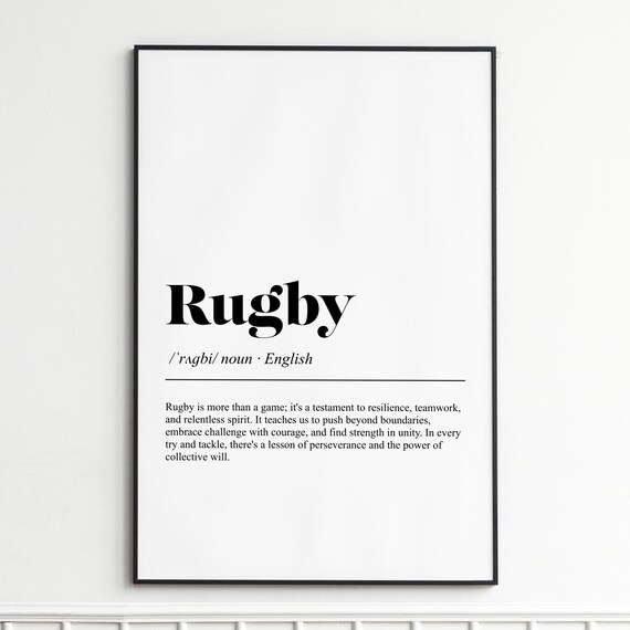 Rugby Word Definition Dictionary Style Teamwork Strength Poster