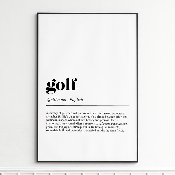 Golf Definition Dictionary Style Typography Wall Decor Poster