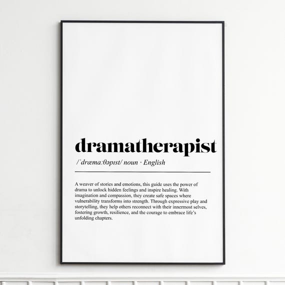 Dramatherapist Definition Print Inspirational Dictionary Wall Art Elegant Typography Poster Home Decor