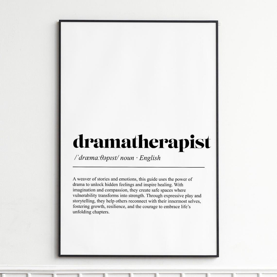 Dramatherapist Definition Print Inspirational Dictionary Wall Art Elegant Typography Poster Home Decor