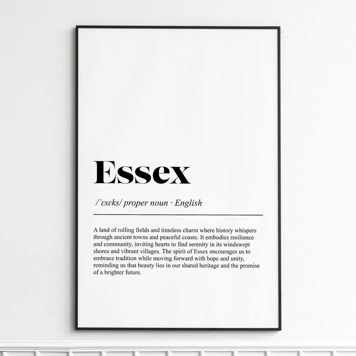 Essex England Definition Elegant Dictionary Typography Gift Poster