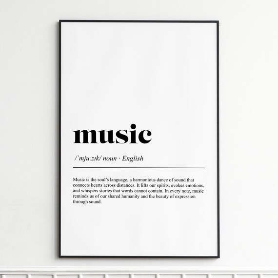 Music Dictionary Definition Typography Soulful Song Quote Wall Poster