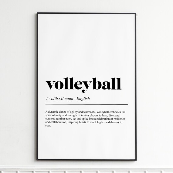 Volleyball Definition Dictionary Poster for Athletes Minimalist Wall Decor