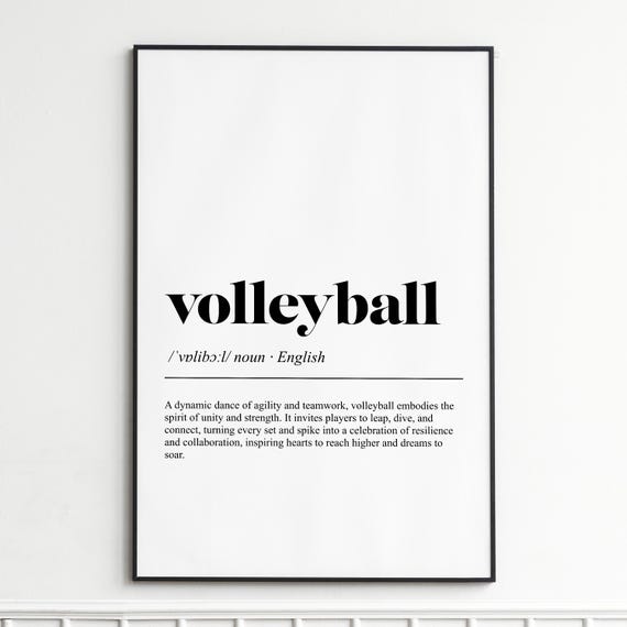 Volleyball Definition Print Inspirational Typography Wall Art Modern Sport Decor Gift For Athletes And Coaches