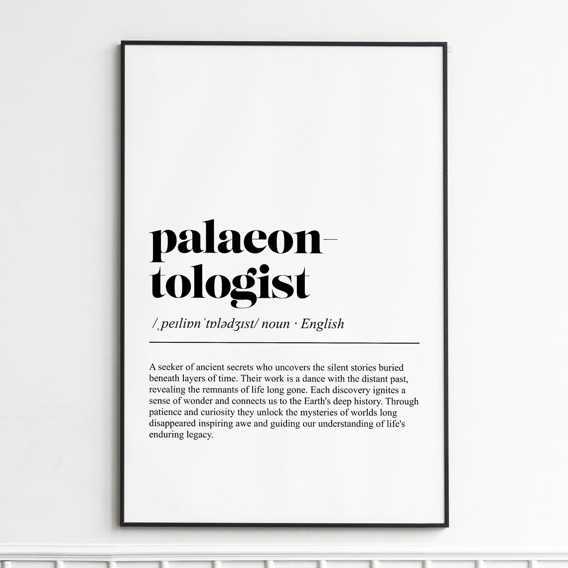 Palaeontologist Definition Fossil Science Typography Dictionary Poster