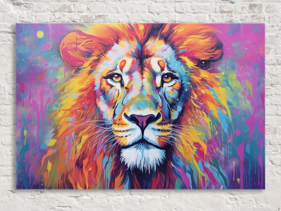 Rainbow Splash Lion Portrait Colorful Wildlife Pop Art Poster