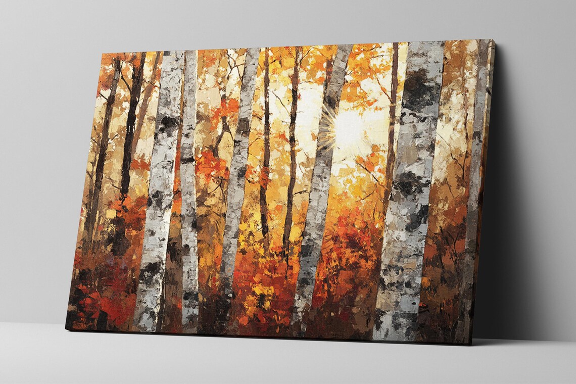 Autumn Birch Tree Art Print, Cozy Fall Wall Decor - Image 2
