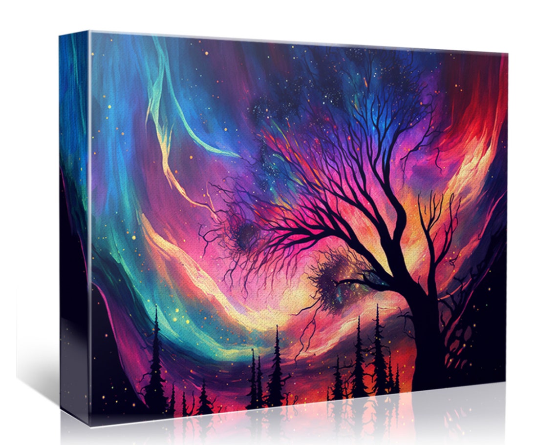 Celestial Symphony Northern Lights Sky Art Gicle Print On Gallery Wrapped Artist Ready To Hang Available In Extra Large Sizes - Image 4