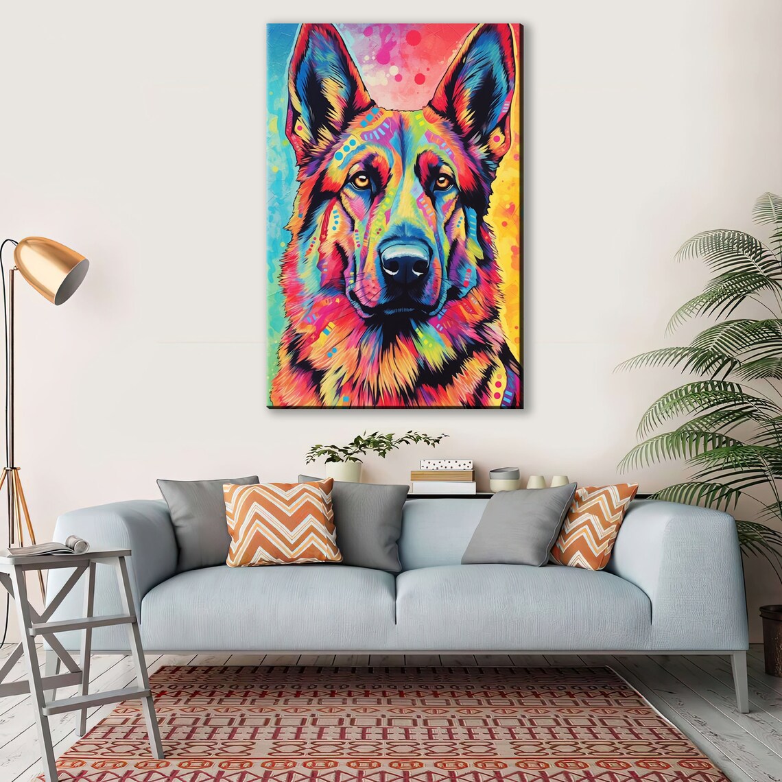 German Shepherd Dog Pop Art Portrait Art Print - Image 4