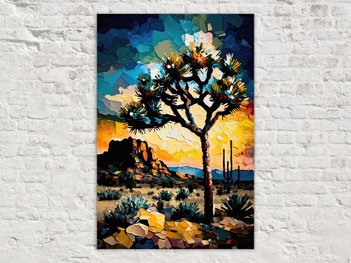Joshua Tree Wall Art Desert Landscape Painting Southwestern Scenery Giclee Art Print