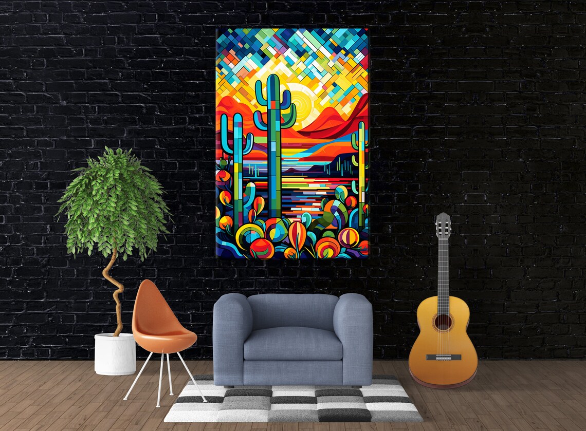 Southwest Symmetry Geometric Art Print, Modern Abstract - Image 2