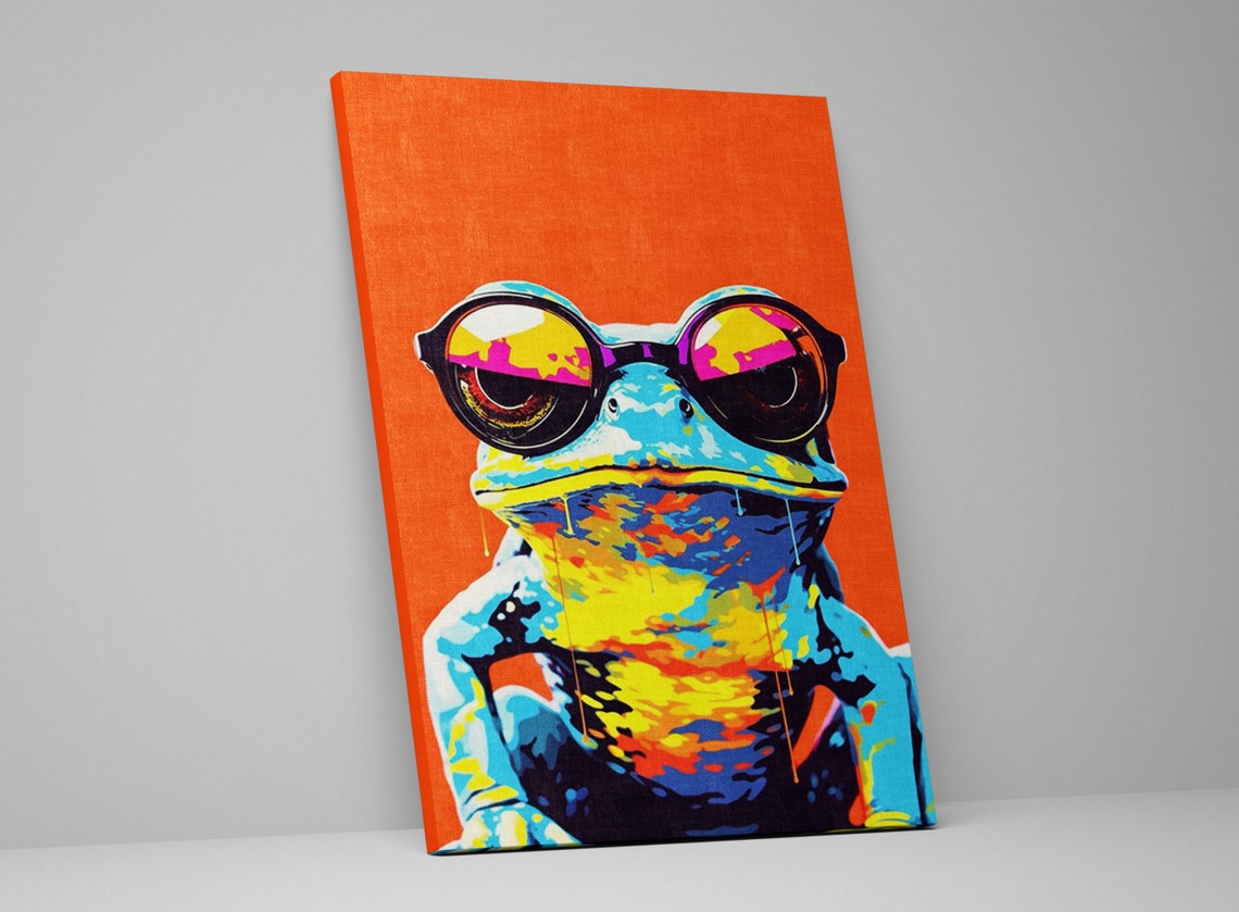 Funny Frog Sunglasses Pop Art Orange Background Cool Wall Poster - Image 5
