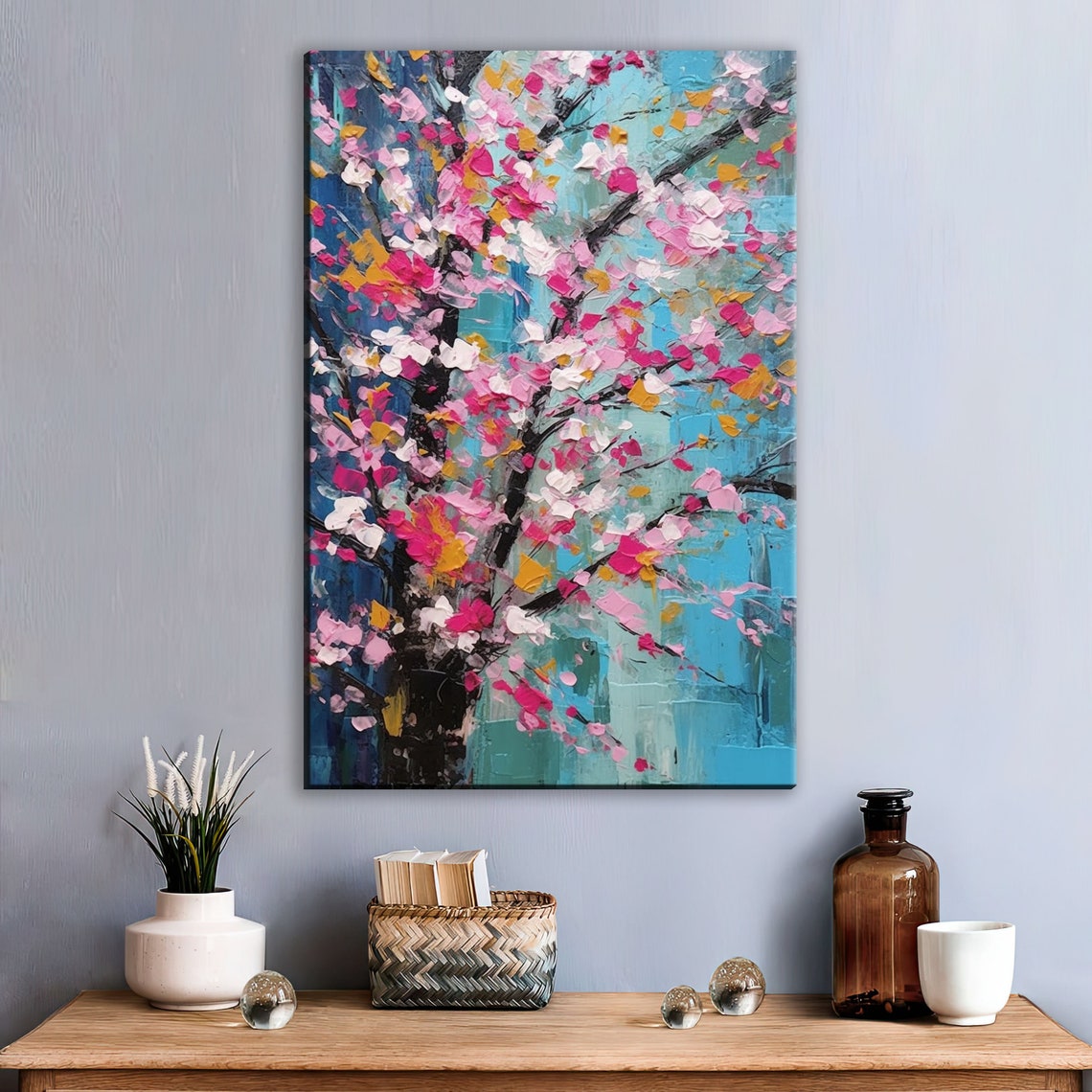 Cherry Blossom Tree Impasto Painting Pink Floral Spring Poster - Image 2