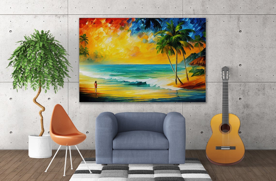 Beach Print Surf Art Print Painting Reproduction Vibrant Colorful Art - Image 4