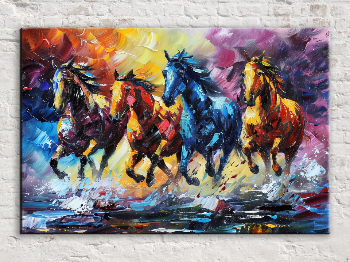 Wild Horses Running Free Wall Art Print, Horse Decor