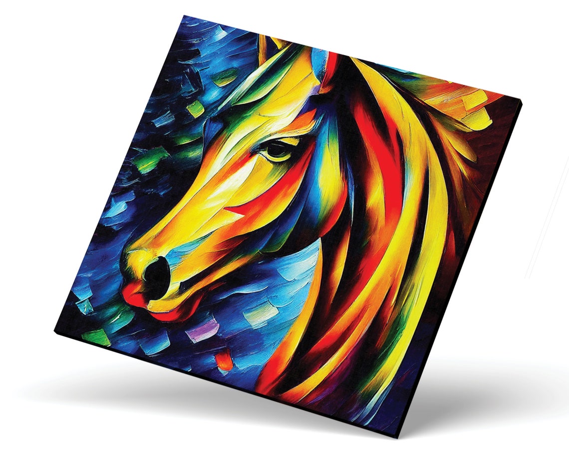Colorful Abstract Horse Head Bold Rainbow Palette Modern Art Poster - Image 5