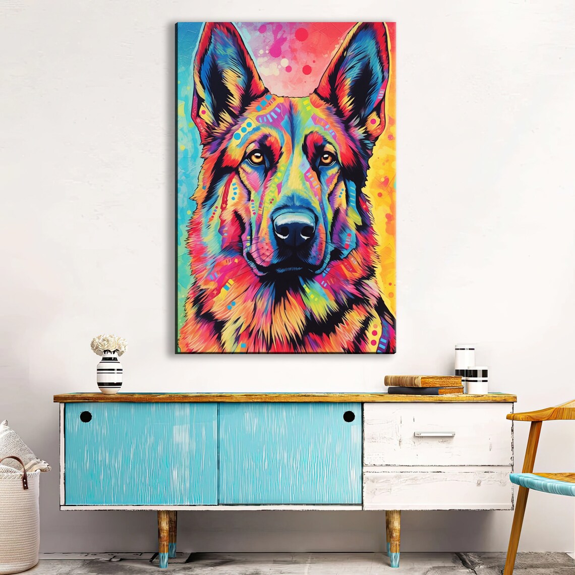 German Shepherd Dog Pop Art Portrait Art Print - Image 2
