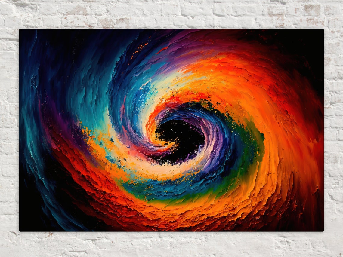 Colorful Black Hole Galaxy Spiral Cosmic Swirl Outer Space Art Poster