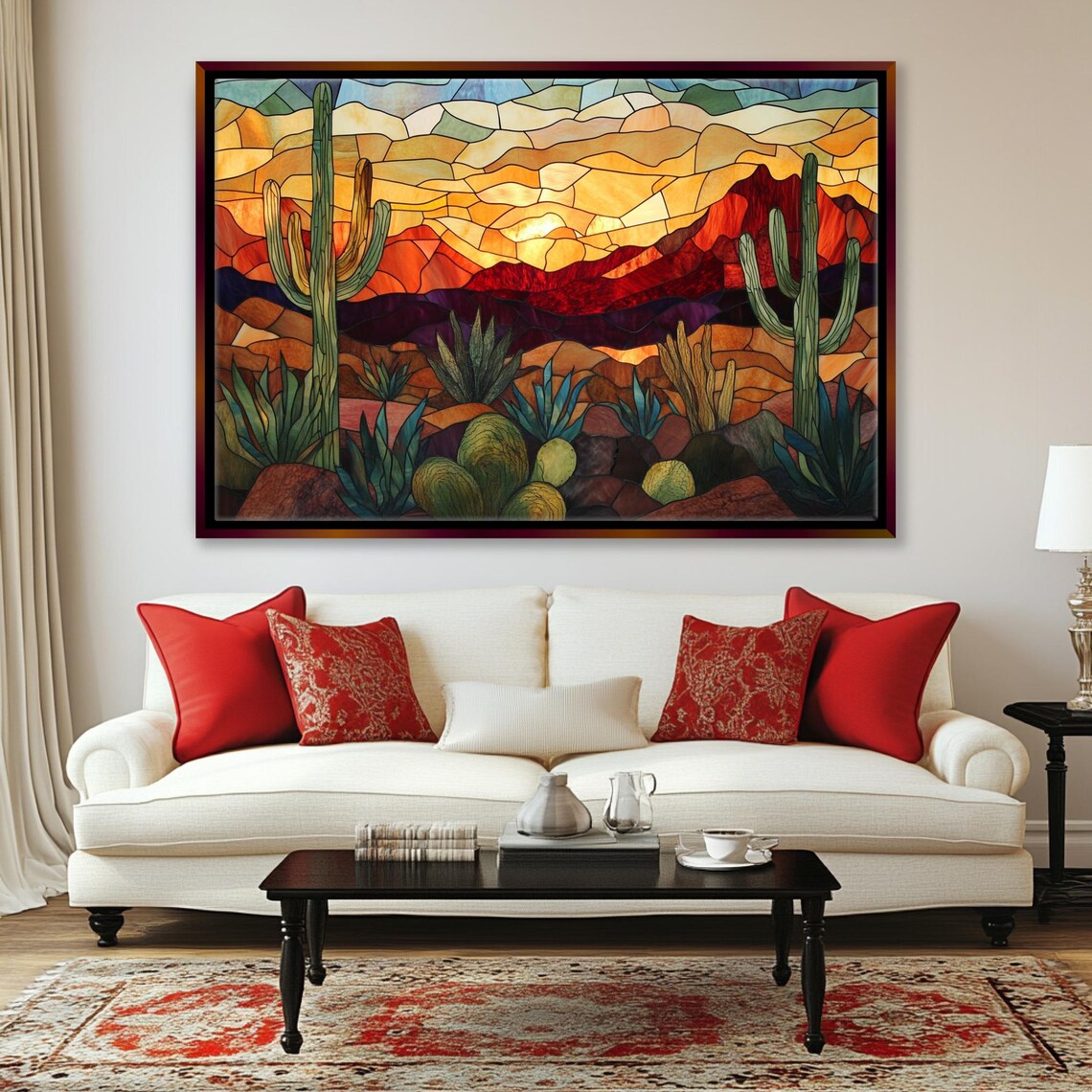 Arizona Desert Stained Glass Style Southwest Art Print