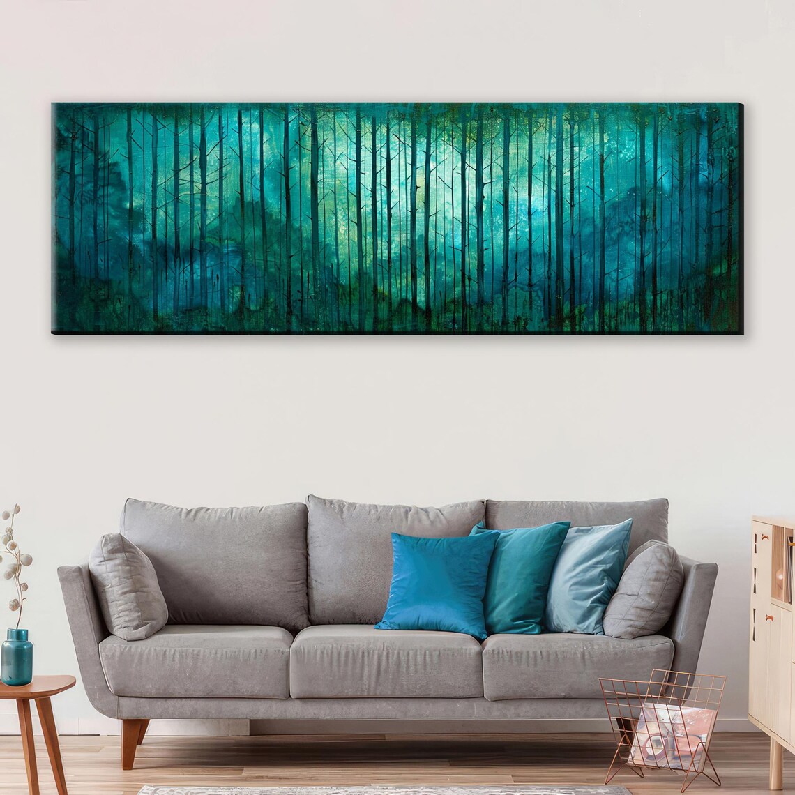 Panoramic Watercolor Forest Landscape Art Print - Image 4