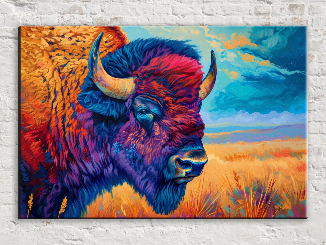 Colorful Bison Majesty, Prairie Wildlife Art Print