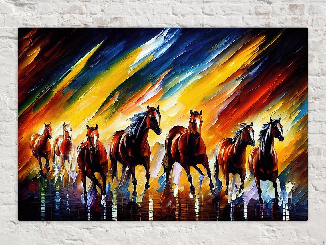 Wild Horses Running at Sunset Golden Light Dramatic Equine Poster