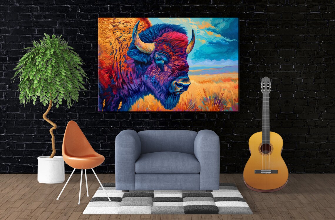 Colorful Bison Majesty, Prairie Wildlife Art Print - Image 3