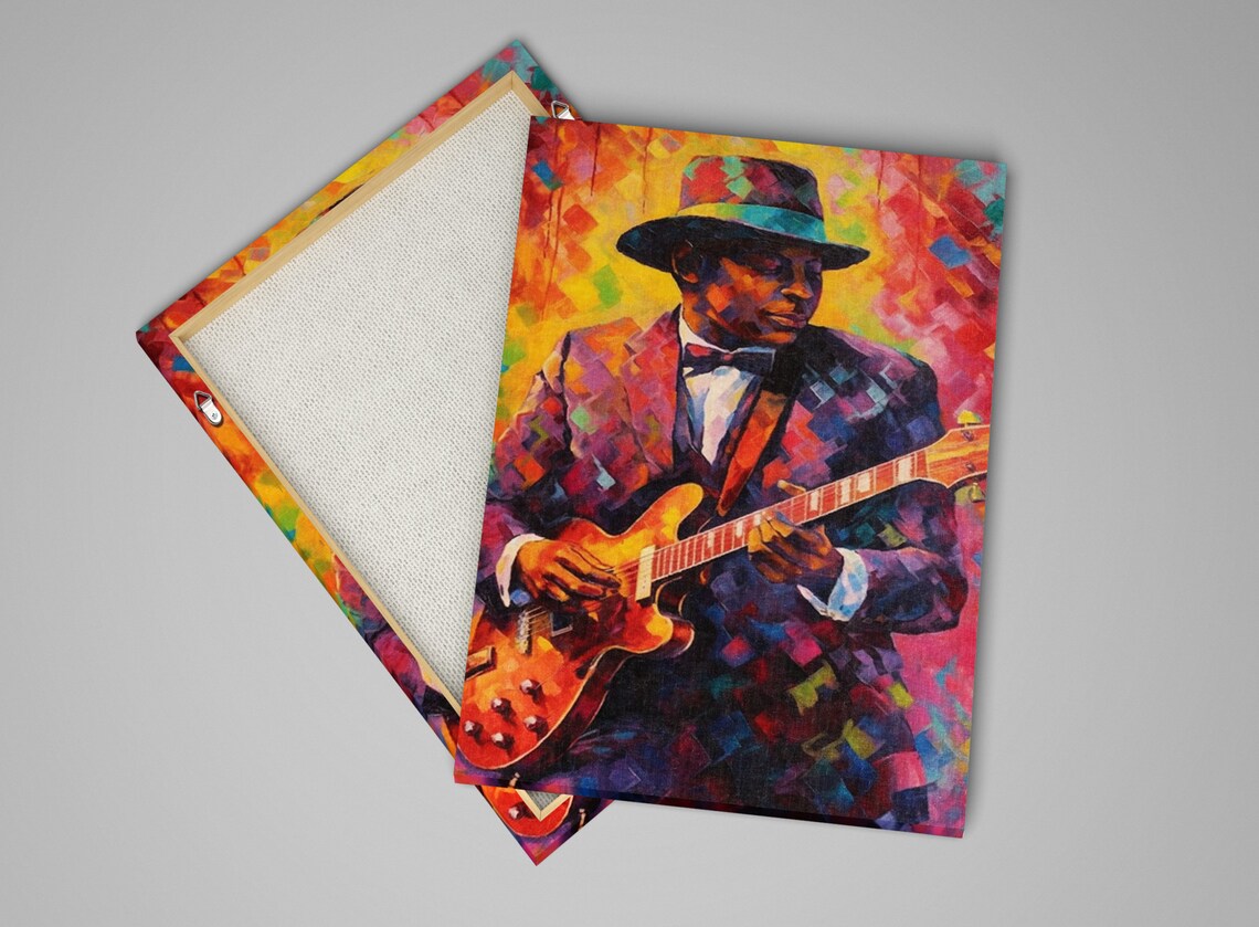 Jazz Guitarist Pop Art Musician Painting Colorful Music Room Decor Large Wall Art Print - Image 3