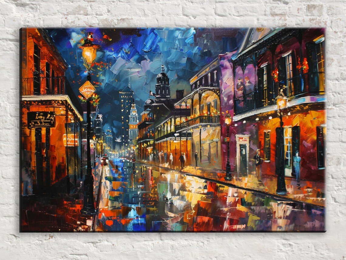 New Orleans Nightscape, Bourbon Street Travel Poster