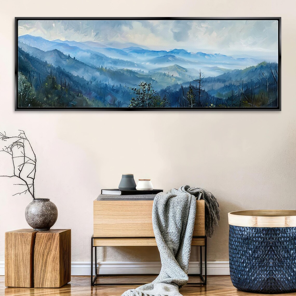 Great Smoky Mountains Panoramic Scene Art Framed Or Unframed Long Horizontal Gallery Wrapped Gicle Ready To Hang Extra Large Wall Art - Image 4