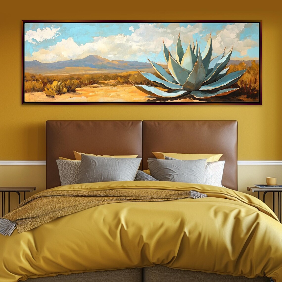 Panoramic Agave In The Desert Southwest Style Framed Unframed Long Horizontal Gallery Wrapped Ready To Hang Extra Large Wall Art - Image 3