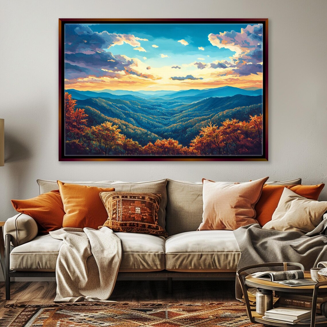 Scenic Blue Ridge Mountain Landscape Print Framed Or Unframed Gallery Wrapped Gicle Ready To Hang Extra Large Wall Art