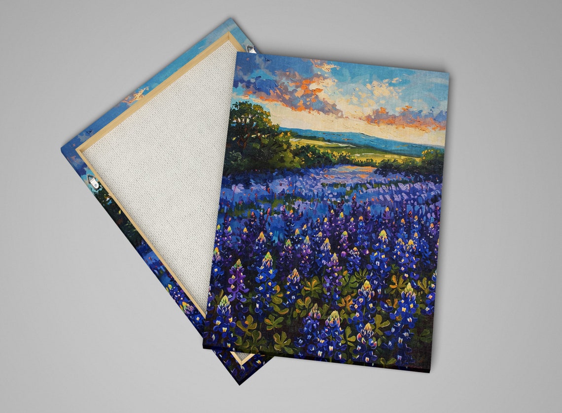 Texas Bluebonnet Field Sunset Glow Rolling Hills Spring Poster - Image 3