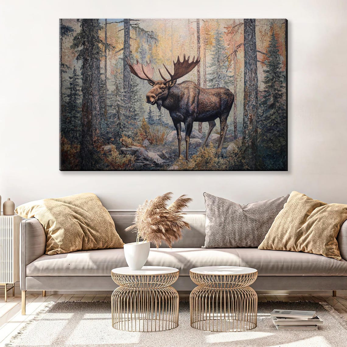 Majestic Moose Standing Forest Golden Light Wildlife Art Print - Image 3