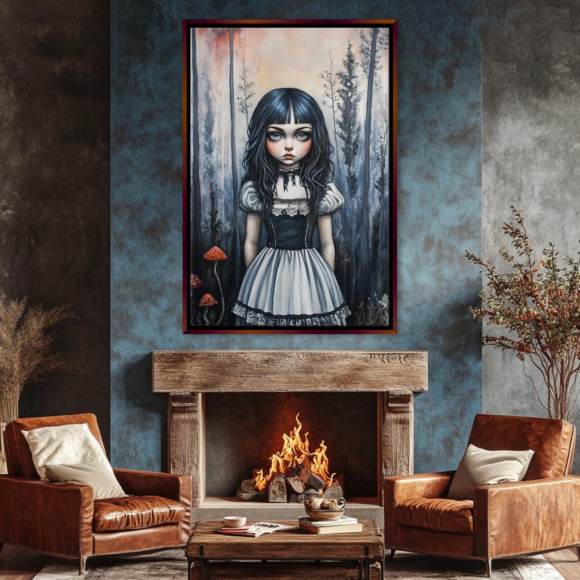 Gothic Alice In Wonderland Doll Portrait Dark Forest Fantasy Art Poster