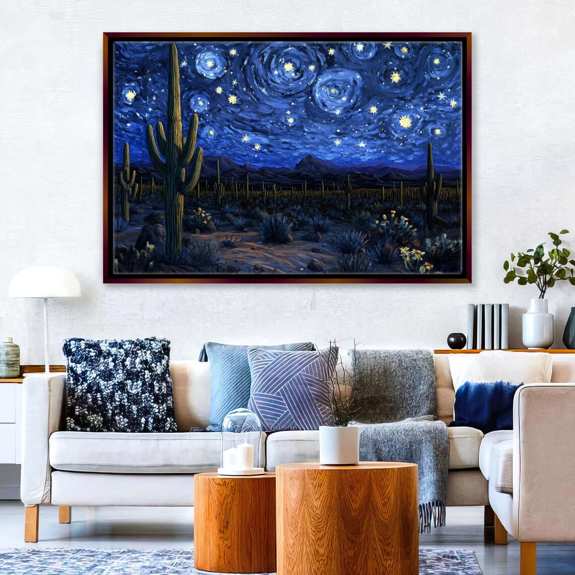 Starry Night Desert Scene, Van Gogh Art Print - Image 3